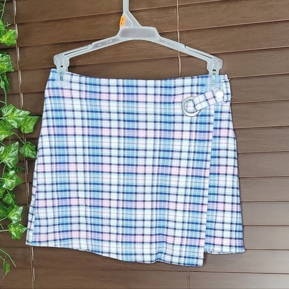 Justice Other - COPY - Justice Blue & Pink Plaid Pull On Mock Wrap Skort Girls Size 10